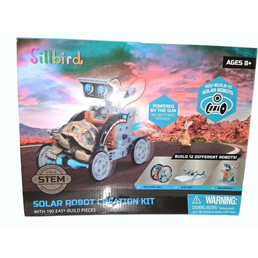 Sillbird Solar Robot Creation Kit Ages 8+ STEM 190 Pieces Builds 12 Robots Inclu